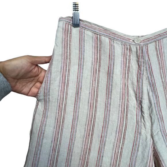L.L. Bean Women’s Tan Stripped 100% Linen Pants XL Tall - Picture 4 of 6